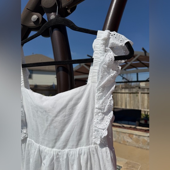 Anthropologie Brand En Saison Bea Eyelet Tie Back Maxi Dress White Size Large - Picture 8 of 9